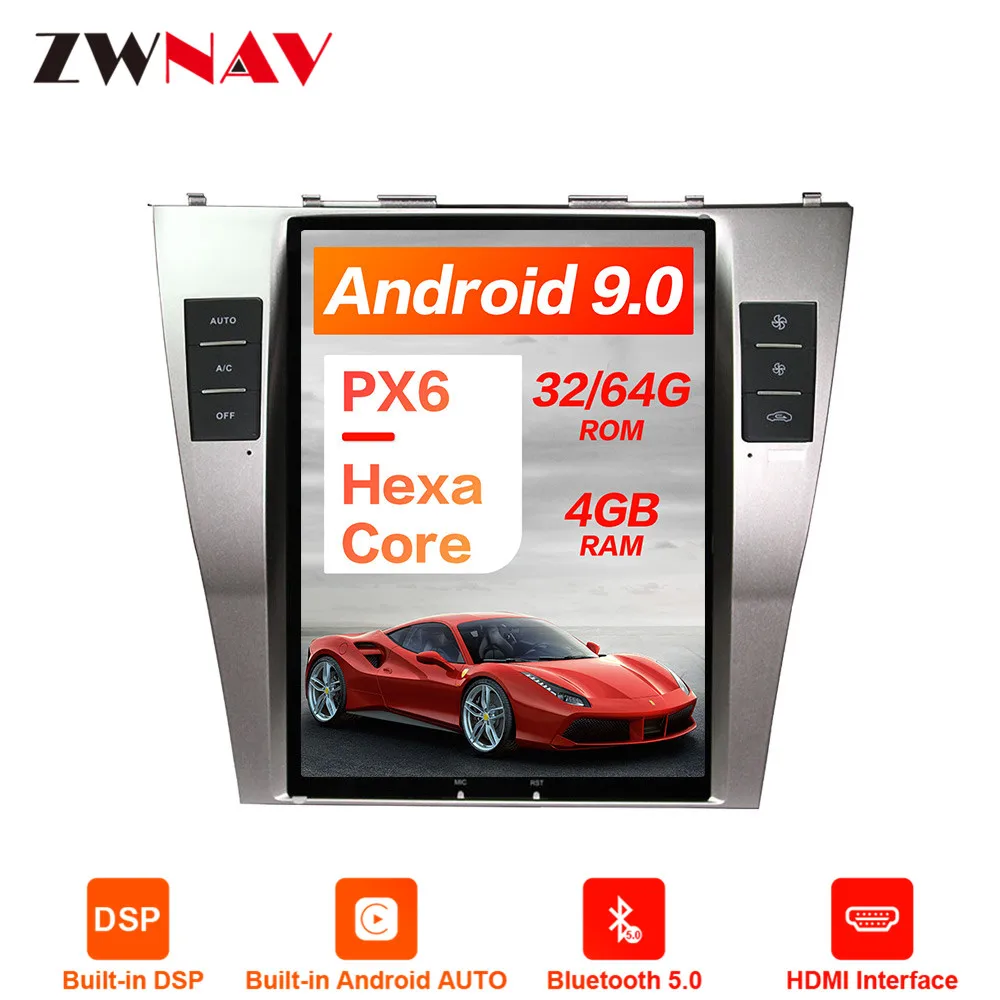 Android 9,0 PX6 Tesla стиль Автомобильный gps навигация для TOYOTA CAMRY 2007-2011 стерео Мультимедийный плеер радио магнитола головное устройство