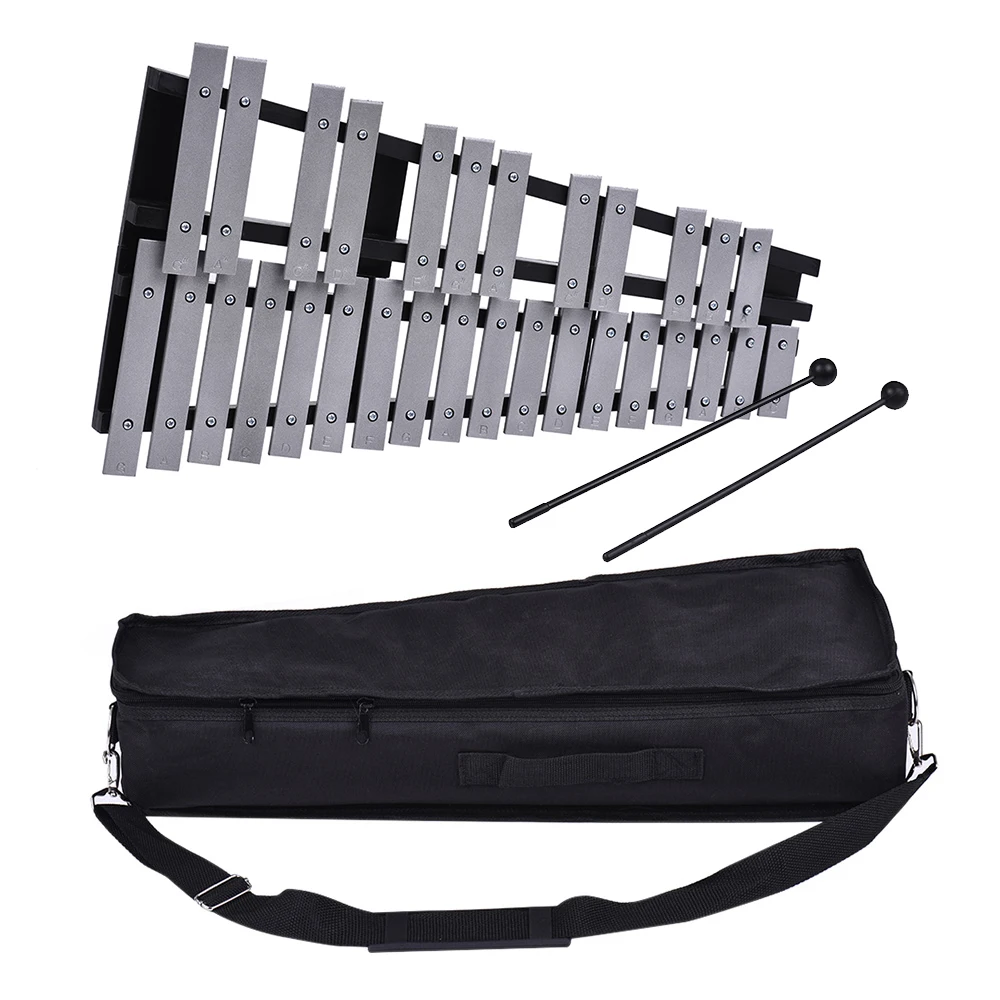 Foldable 30 Note Glockenspiel Xylophone Wooden Frame Aluminum Bars Educational Percussion Musical Instrument Gift