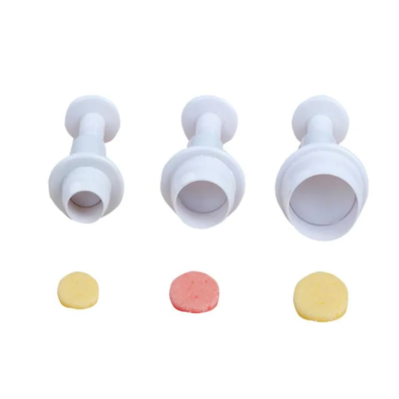 3pcs Round Circle Shape Cake Biscuit Cookie Cutter Plunger Mold Fondant Sugar craft Icing Decorating Birthday Party Tools Cookie Cutter Baking Mold Cookie Mould Fondant Cutter Baking Decorating Tools Cookie Maker Press Kit Pastry Cutter