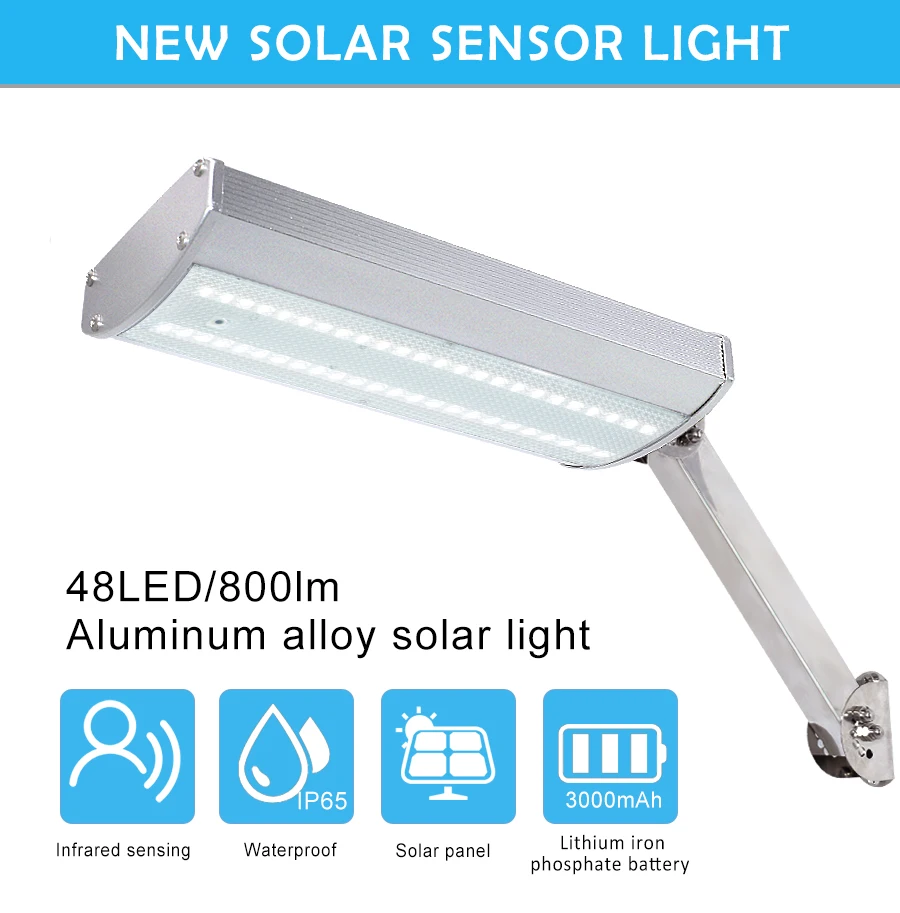 Escudo da Liga de Alumínio Lâmpada de Iluminação de Segurança ao ar Solar à Prova Água com 4 Rotable Levou Solar Super Brilhante Livre d' Modos 48 Luz 2 Lâmpadas solares