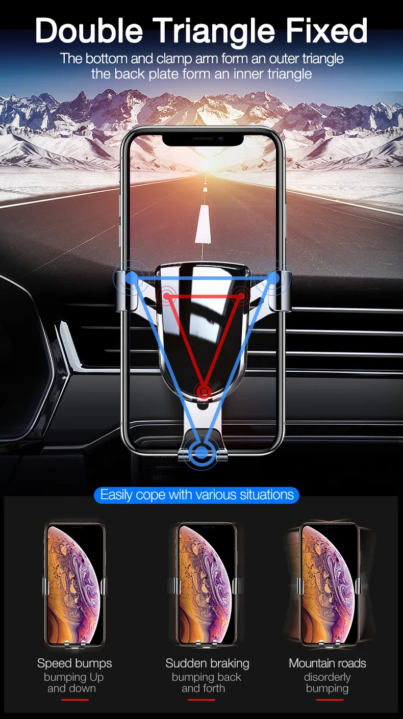 CAFELE Универсальный датчик тяжести Автомобильный держатель для телефона в автомобиль вентиляционное отверстие держатель подставка для iPhone X huawei без магнитного металлического держателя