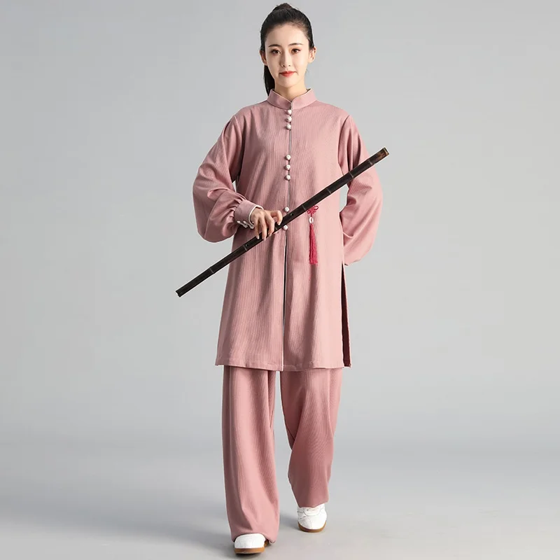 Модная Униформа Тай Чи для женщин и мужчин, униформа для боевых искусств, китайский традиционный народный костюм кунг-фу, утренний спортивный костюм Ушу FF2230 - Цвет: 4