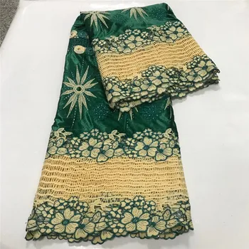 

2020 High Quality African Guipure Cord Lace Fabric With Velvet Embroidery African Lace fabric Nigerian Net lace fabric for women