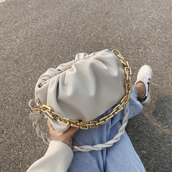 

Leisure Chain Candy Color Cloud Bags For Women Solid Color PU Leather Crossbody Bags Lady 2020 Summer Travel Shoulder Handbags