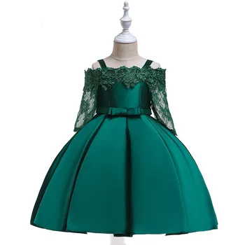 

Baby Girl Mid-sleeved Princess Wedding Dress Children Girls Dress Flower Kid Solid Dresses For Party Party Vestidos Girl Clothes