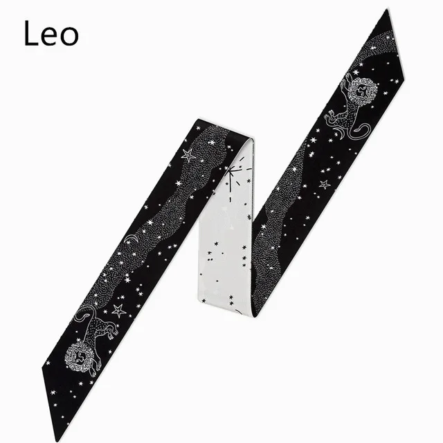 Leo TOPHIGH, 12 созвездий, дизайн, женский шелковый шарф с принтом, модный,, роскошный, брендовый, маленький галстук, завязывается, Сумка с лентами - Цвет: Leo