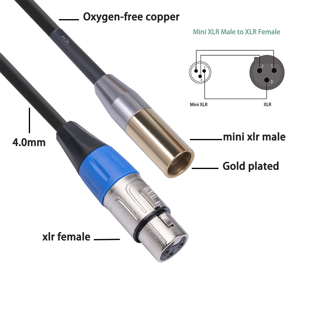 0.3m 3m Mini XLR Male to XLR Female Adapter Cable, 3 Pin Mini XLR to ...
