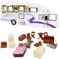 7.6 inch Cool Mini Motorhome Toy Die-cast Pullback Recreational Vehicle Pull Back RV with DIY Holiday Camper Van Model for Kids 1