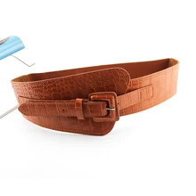 Belts For Women PU Leather Gold Square Pin Buckle Cummerbunds HOT Body Corset Cummerbund Female Wide Soft Waistbands Solid