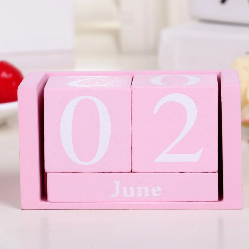 

Vintage Wooden Perpetual Desk Calendar Block Planner Permanent Desktop Organizer DIY Agenda OCT998