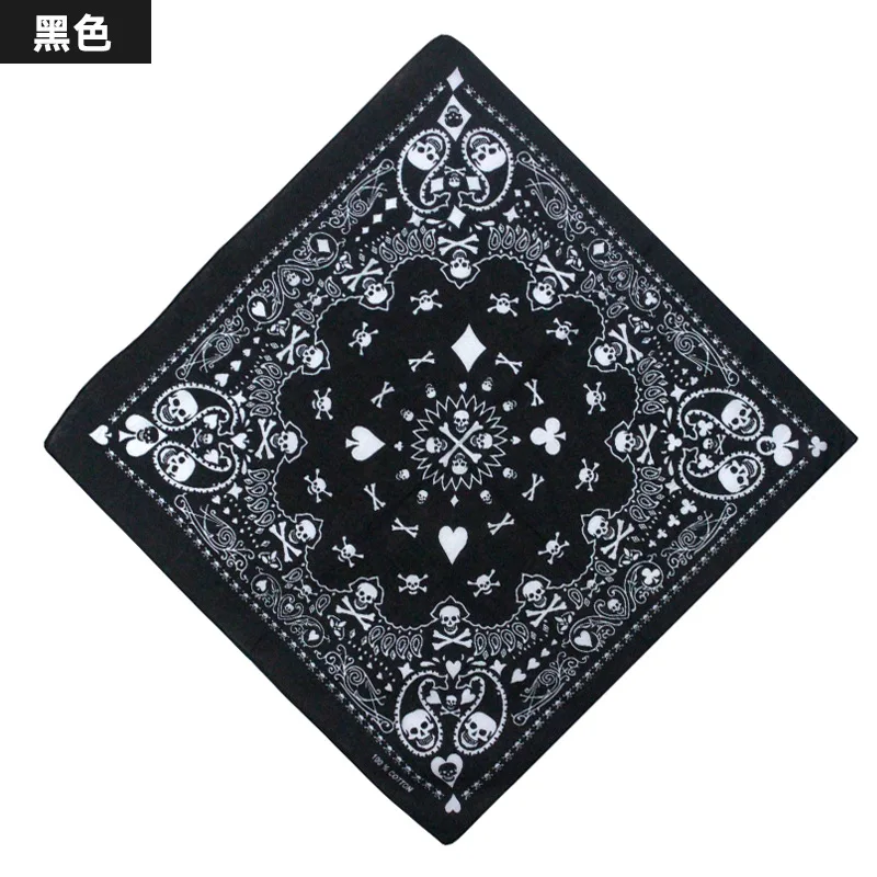 Skull Poker Geometric Bandana Unisex Harajuku Hip Hop Square Headband Motorcycle Sports Hair Wrap Wristband 55cm bandana headscarf cotton bandana bandana neck cover multifunctional bandana motorcycle bandana