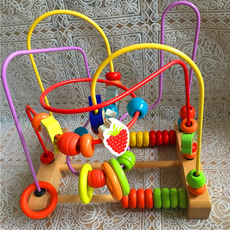 

Wooden Building Blocks Fruit Animal Bead-stringing Toy CHILDREN'S Exercise Hand-Eye Coordination Bead-stringing Toy 123-Year-Old