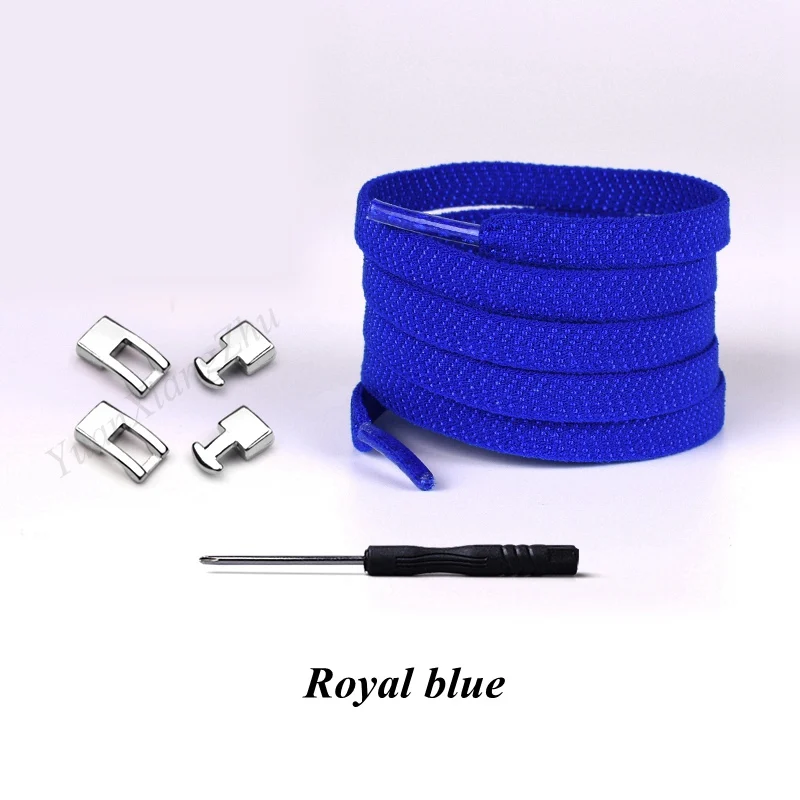Royal blue 1 пара Новых эластичных шнурков с перекрестной пряжкой 1 секунда быстро не завязываются шнурки для обуви дети взрослые унисекс кроссовки шнурки ленивые шнурки - Цвет: Royal blue