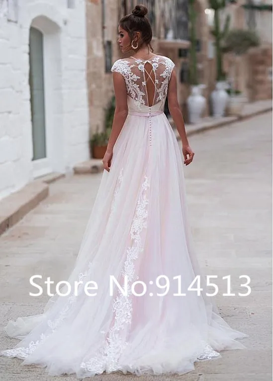 Светильник, розовое свадебное платье, кружевные свадебные платья, с рукавом-крылышком, на пуговицах сзади, на заказ,, свадебное платье