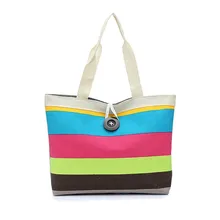 Женская цветная сумка в полоску, сумка тканевая через плечо, Повседневная Сумка-тоут, женская сумка, большая емкость, 5 стилей