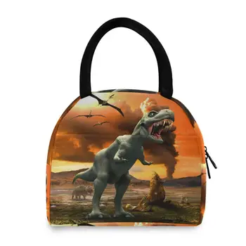 

Dinosaur print Insulated Lunch Bag boys Thermal Stripe Tote Bags Cooler Picnic Food Lunch Box Bag For Kids Wome Girls Children