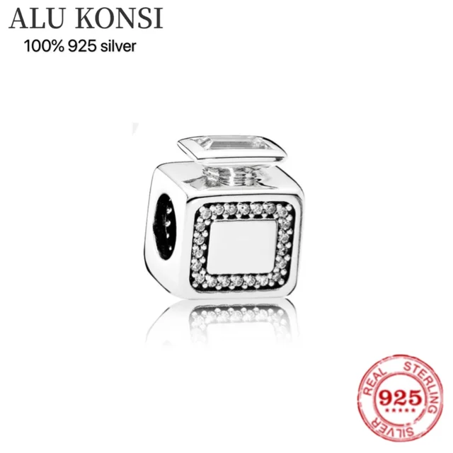 Hot Sale 100% Real 925 Sterling Silver pan Bead Love heart  for WomenFit Original Charm bracelet DIY perfume  bowknot   Jewelry silver beads 5