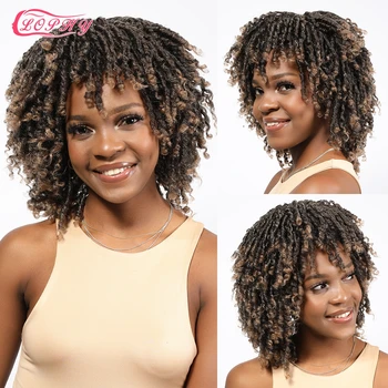 

Short Faux Locs Braiding Wig Crochet Twist Hair Synthetic Dreadlock Braided Wig African Fiber Daily Hair Wigs For Black Women