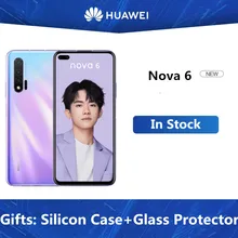 HuaWei Nova 6 4G LTE смартфон Kirin 990 Android 10,0 6,5" 2400X1080 8 Гб ram 128B rom 40.0MP+ 8.0MP+ 8.0MP+ 32.0MP+ 8MP