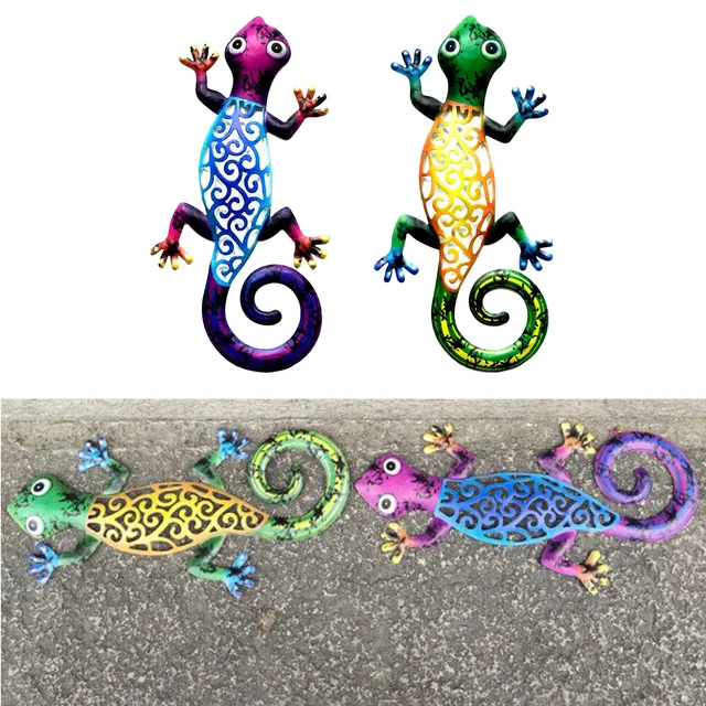 Iron Art Gecko Ornaments Outdoor Metal Lizard Art ing Sculpture for Patio 4