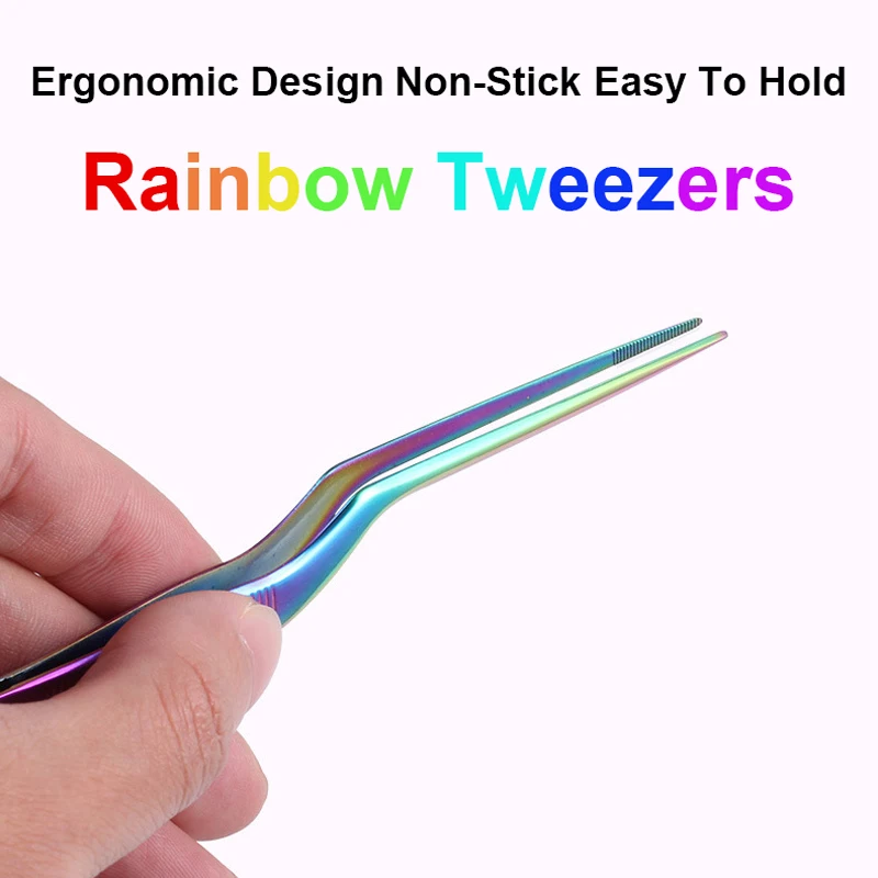 Long Holding Shaped Rainbow Tweezers Ear Tweezers Bending Pick Otolaryngology Special Forceps Ear Makeup Tools Free Shipping