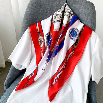 

Spring and autumn 2020 lady Square scarf new tourism sunscreen shawl women Luxury silk scarves Fashion print Muslim headcloth