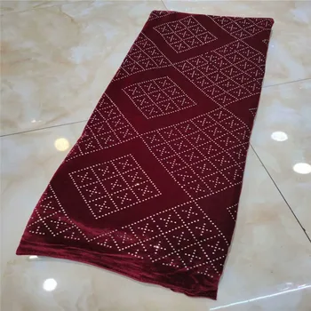 

African Velvet Lace Fabric 2020 red High Quality Lace French Net Embroidery Royal Blue stones Fabrics For Nigerian Party Dress