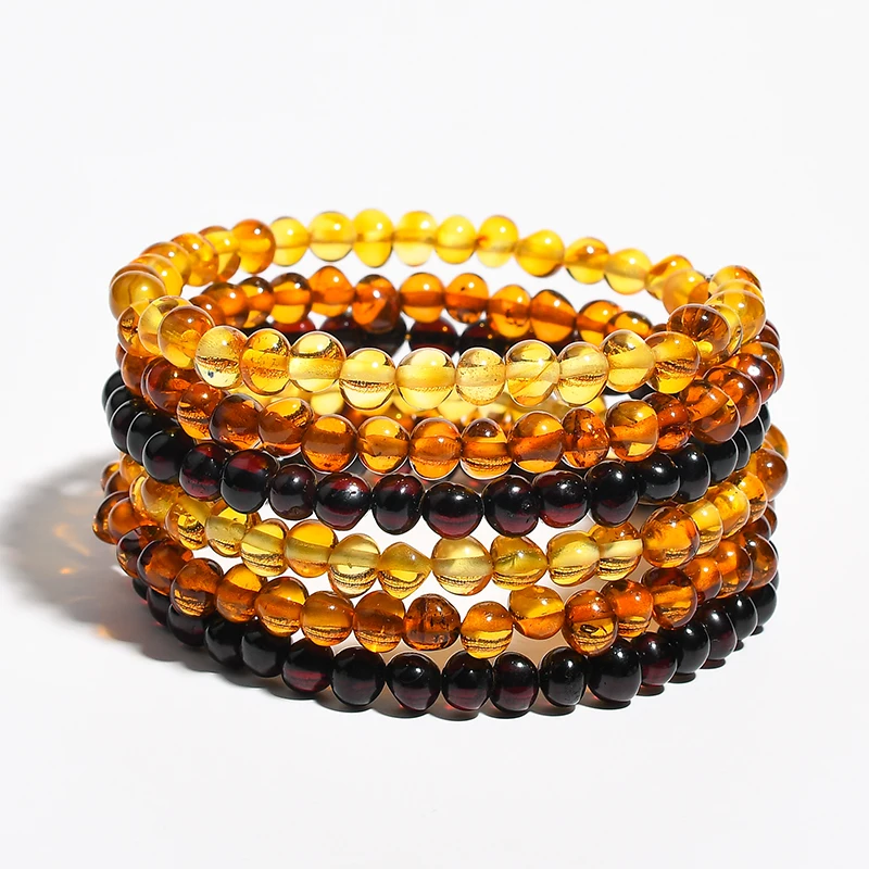 

Baltic Sea Flower Perkins Blood Poppy Flower Petal Wax Bracelet 6MM Ball Amber Multi-Circle Bracelet SL003