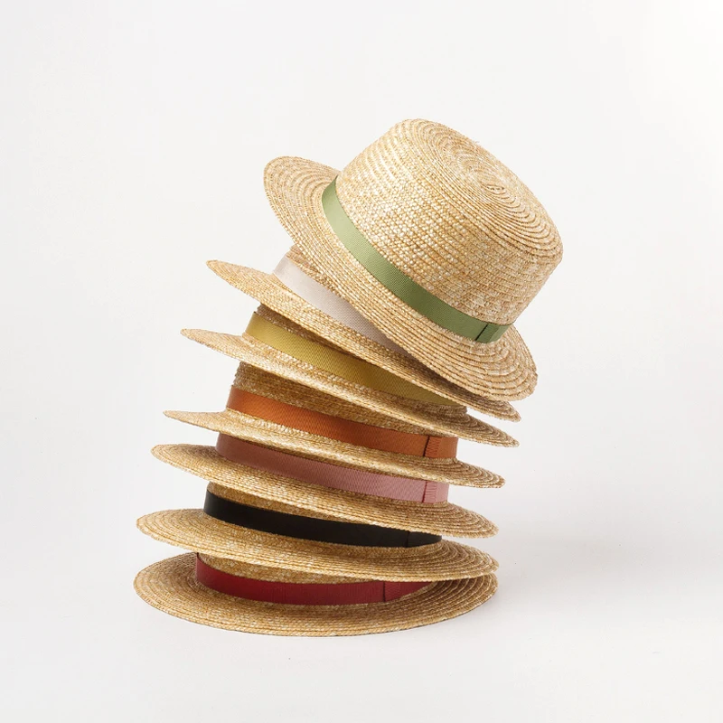 

king wheat Summer Lovely Outdoor Travel Sunscreen Children Sun Hats New Kids Cap Flat Top Ventilation Boys And Girls Straw Hat