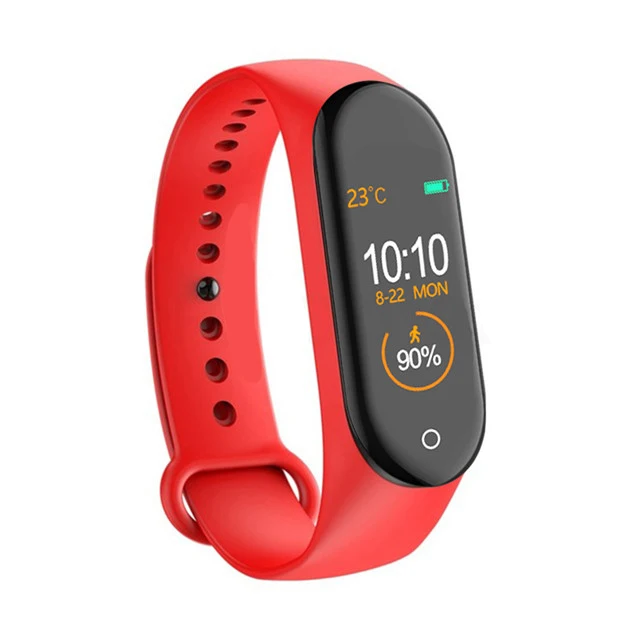 10 шт./лот M4 смарт-браслет Bluetooth V5.0 Смарт-часы спортивные Smartband кровяное давление браслет монитор сердечного ритма фитнес-браслет - Цвет: red