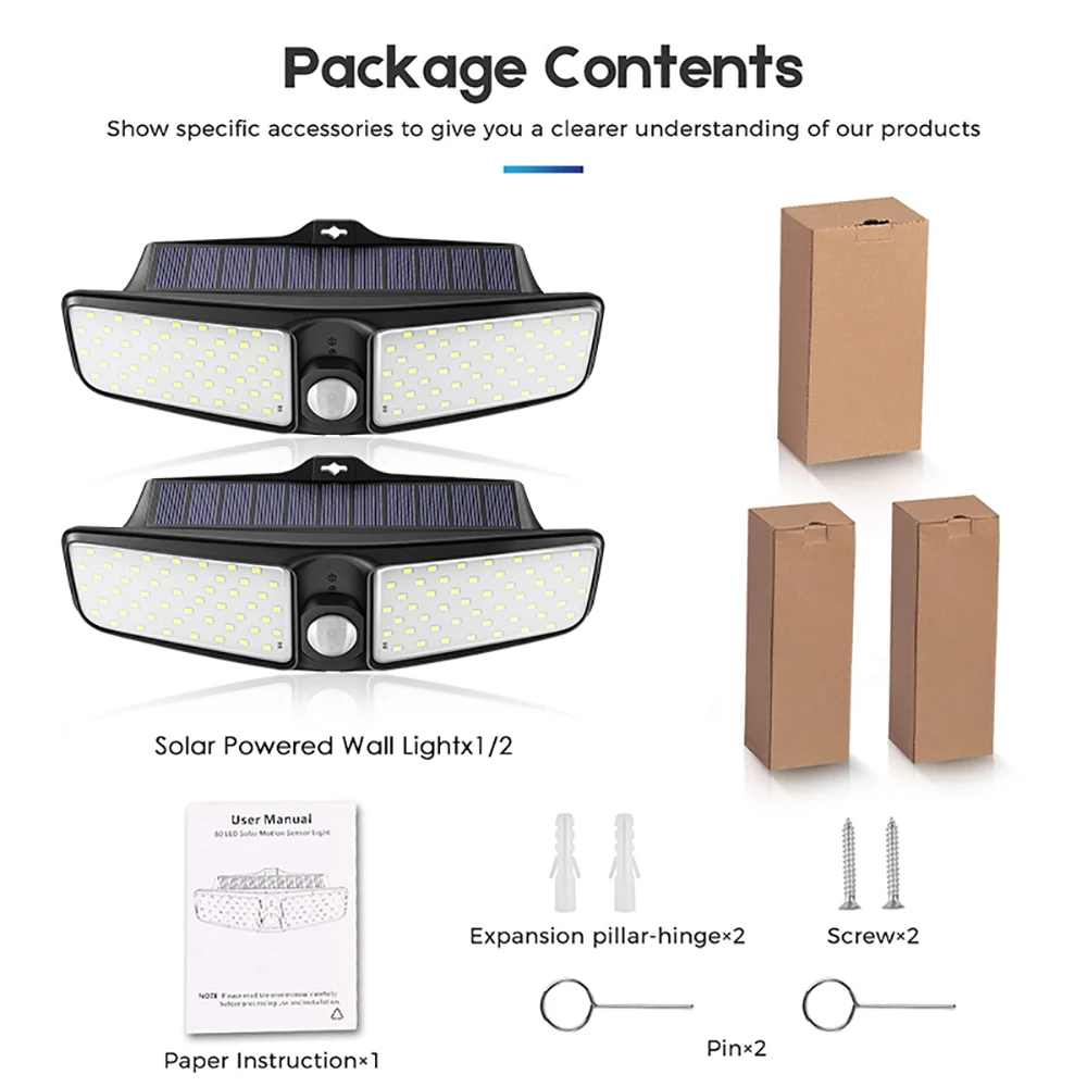 124 PCS Mpow 100 LEDS Solar Light Outdoor Motion Sensor Lamp IP65 Waterproof Security Sunlight Wireless Wall Lamp For Garden (9)