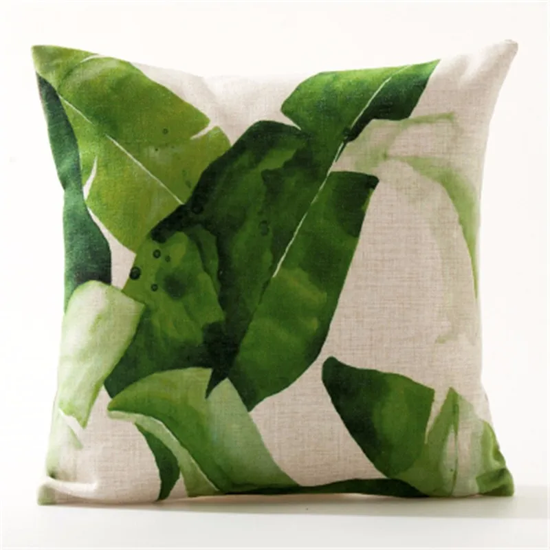 Декоративная наволочка для подушки, чехол в скандинавском стиле, зеленый Растительный хлопок, льняная наволочка для дивана, домашний декор, funda cojines 45x45
