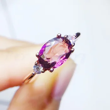 

Per jewelry Natural real pyrope oval simple ring Free shipping 5*7mm 1.1ct gemstone 925 sterling silver Fine jewelry Q2042128