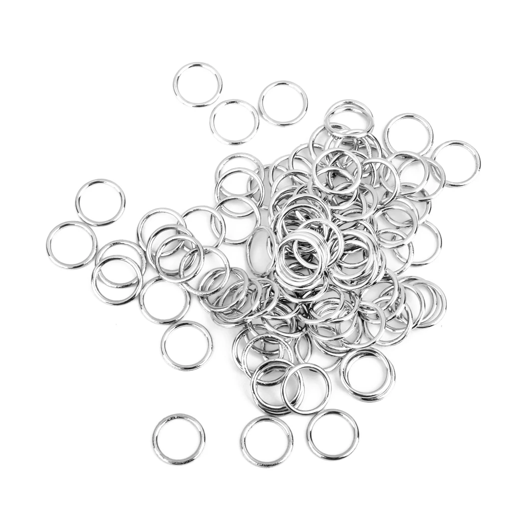 100 Pieces Bra Rings Sliders - Silver Lingerie Adjuster Rings Lingerie Sewing Buckles - 10mm Diameter