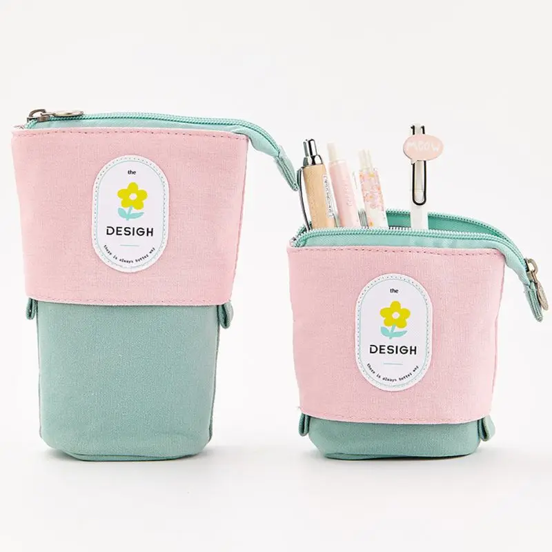 

Cartoon Cactus Telescopic Pencil Bag Case Pen Pouch Cosmetic Brush Bag Travel