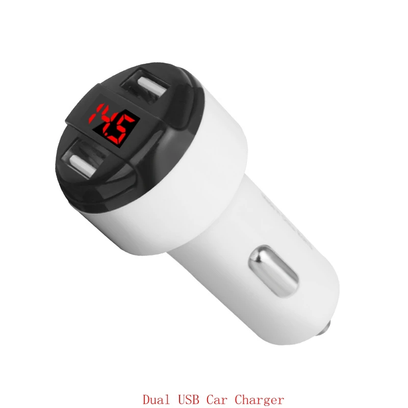 white Быстрая зарядка USB Автомобильное зарядное устройство для Xiaomi huawei 2.4A быстрая зарядка автомобильное зарядное устройство адаптер светодиодный дисплей#05 - Цвет: white