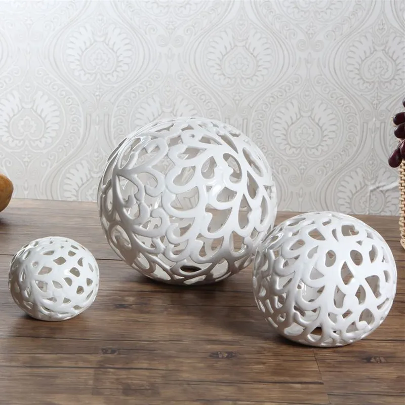 Diamètre20cm Boule Creuse Ronde En Céramique, Ornements Artisanaux Rétro En Céramique