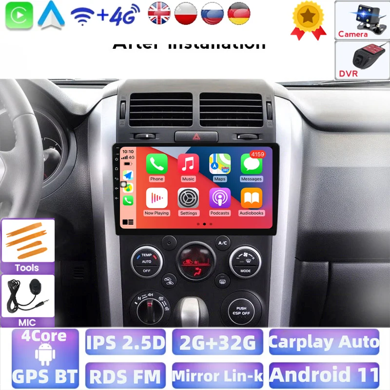 Автомагнитола под управлением Android для Suzuki Grand Vitara 3 2005 2006 2007-2015 с Gps BT плеером и
