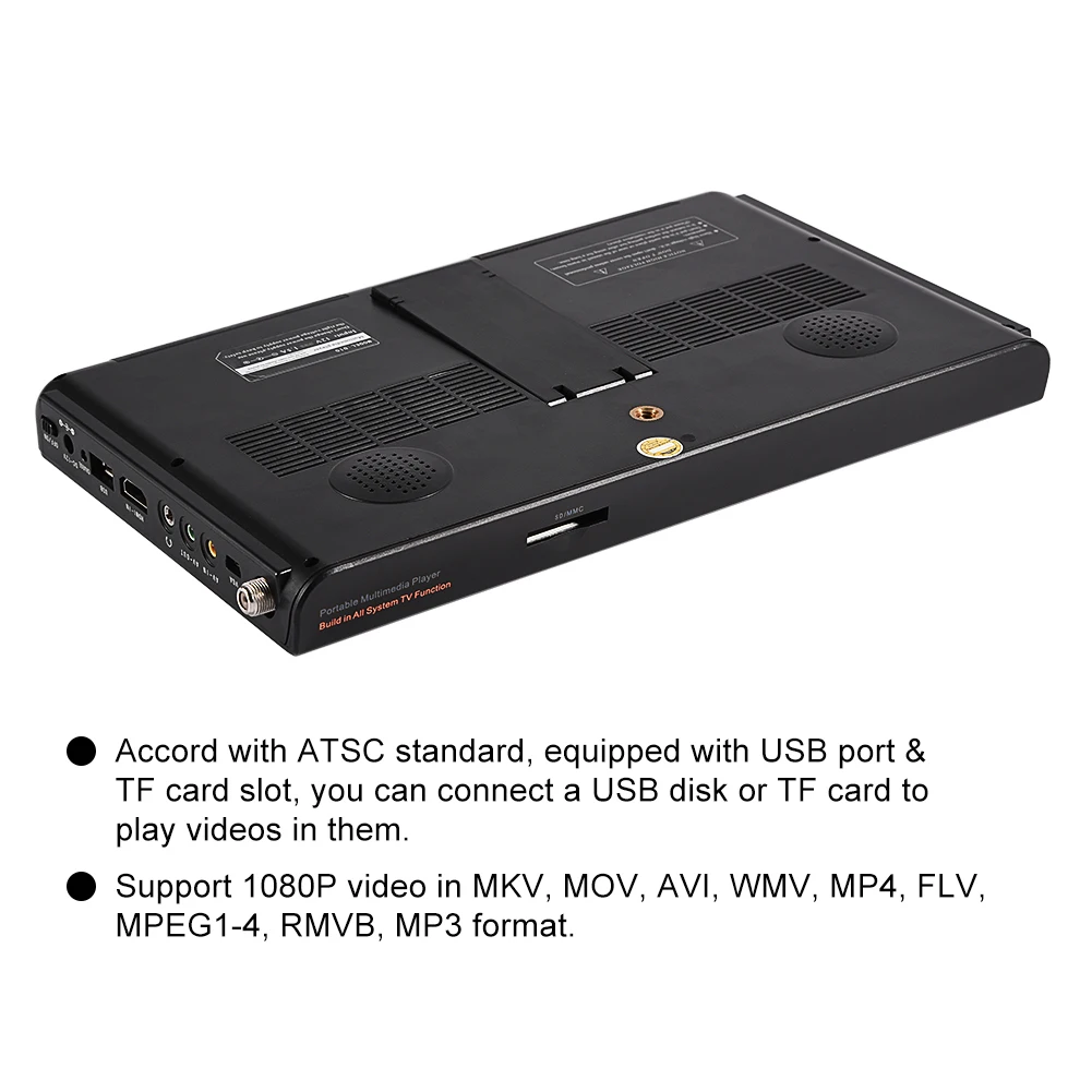 LEADSTAR 10 inch Digital Television ATSC Portable TV 1080P HD HD-compatible Video Player for Home Car US Plug 110‑220V