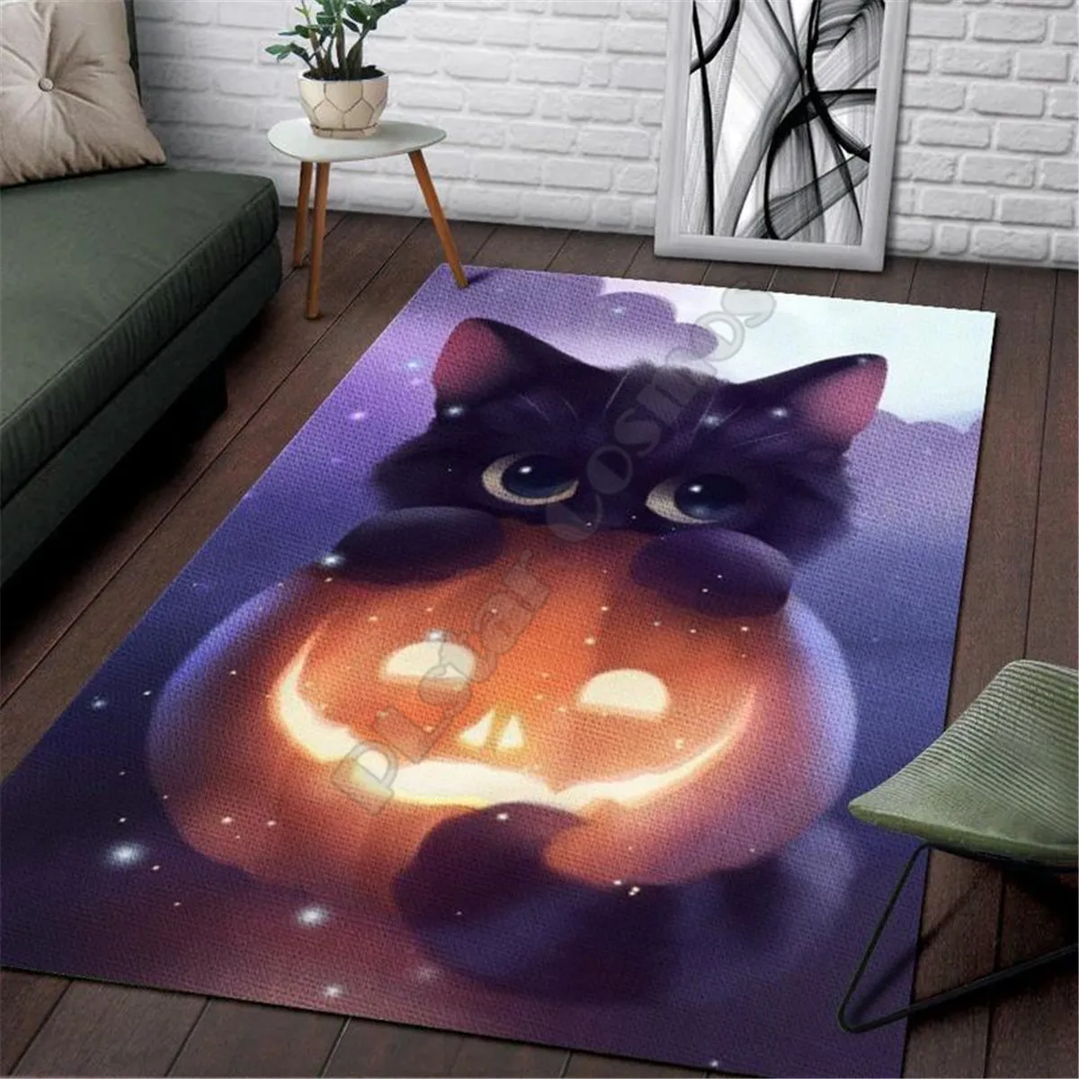 

Halloween Cat Area Rug 3D All Over Printed Non-slip Mat Dining Room Living Room Soft Bedroom Carpet 03