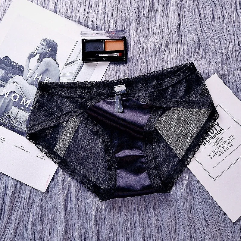 Women's Panties Satin Underwear Lace Sexy Briefs Ladies Casual Underpants Female Lingerie Intimates Girl Panty 2021