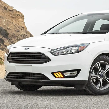 

2PCS 12v LED Auto Car DRL daytime running light Bumper Front Fog lamp for Ford Focus 4 2015 2016 2017 2018 with turn signal