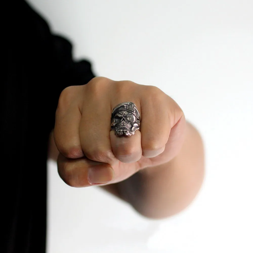 Новое оригинальное кольцо с Одноглазым драконом, беретом, черепом, Стерлинговое Серебро 925 пробы, ручная работа, обычное жесткое мужское кольцо на указательный палец, серебряное кольцо