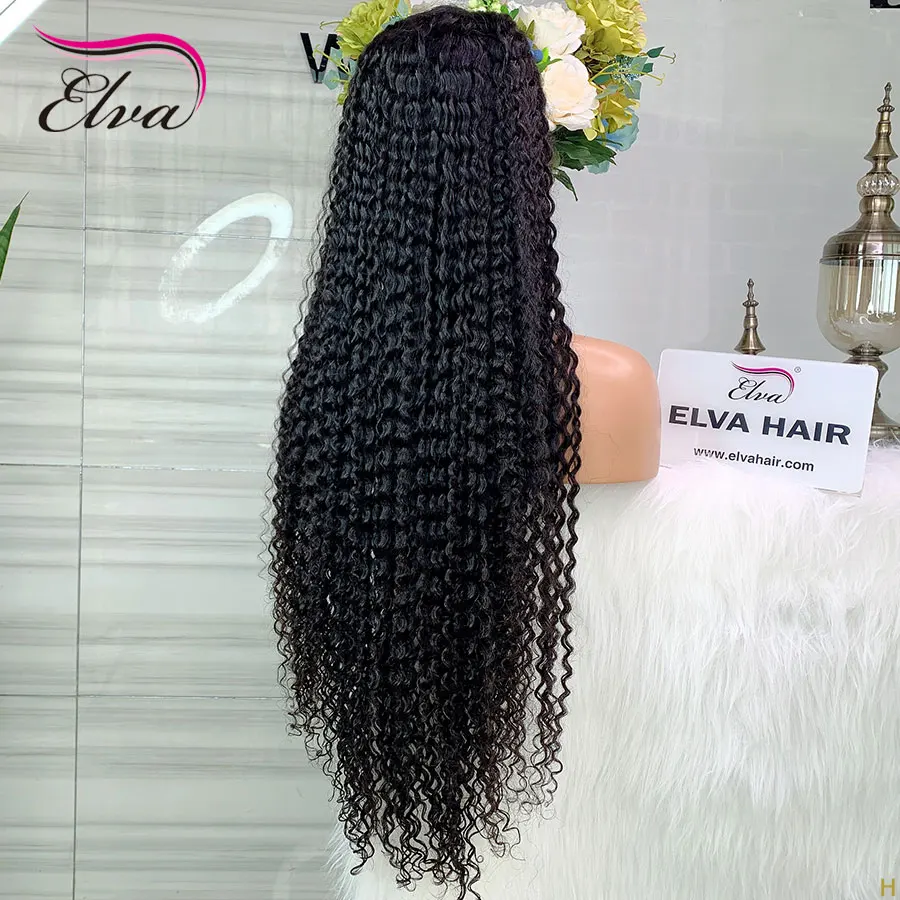 Elva волосы 24 &quot 32&quot дюймов 150% плотность вьющиеся синтетические 13x6 Синтетические