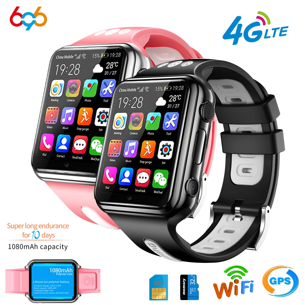 Limited  696 H1/W5 4G GPS Wifi location Student/Kids Smart Watch Phone android system clock app install Blue