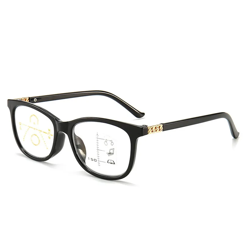 Elbru анти-синий светильник, прогрессивные многофокальные очки для чтения, женские и мужские классические HD прозрачные линзы из смолы, очки для дальнозоркости - Цвет оправы: Black