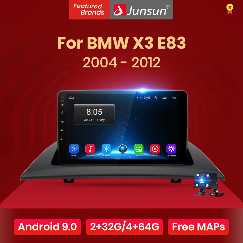 Junsun 4G+ 64G Android 9,0 для BMW X3 E83 2004-2012 Авто 2 din Радио стерео плеер Bluetooth gps навигация нет 2din dvd