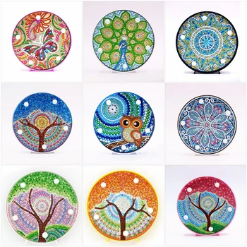 

Huacan 5D Diamond Painting LED Lamp Light Special Shaped Diamond Mosaic Embroidery Owl DIY Unfinished Kit Christmas Drop Ship