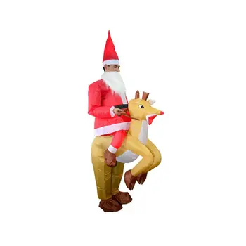 

Inflatable Christmas Santa Costume Riding Deer Adult For Role Playing Party Prop 72XC