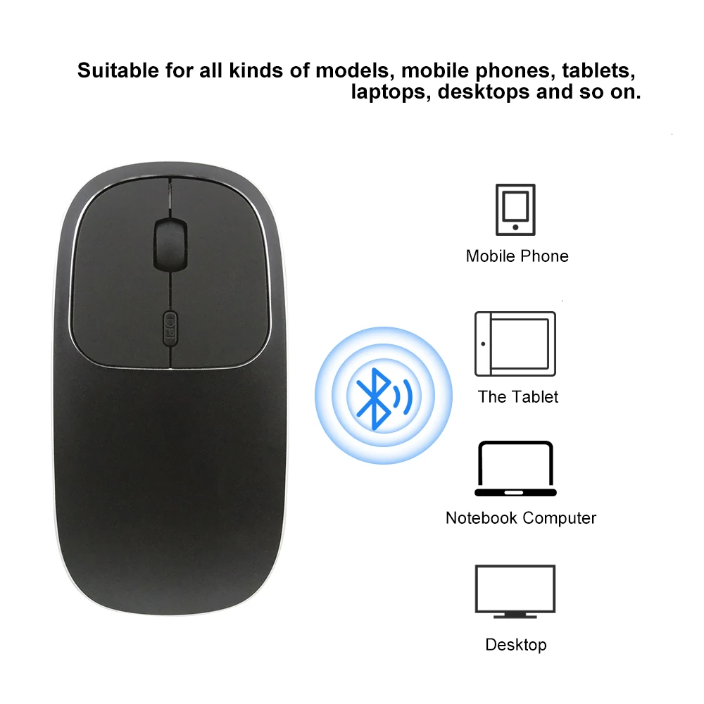 Беспроводная Bluetooth Бесшумная перезаряжаемая ультра тонкая компьютерная мышь, бесшумная Портативная оптическая 3D USB мышь для Macbook PC Latop